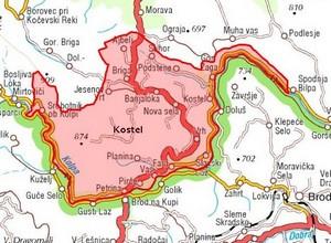 Občina Kostel - zemljevid